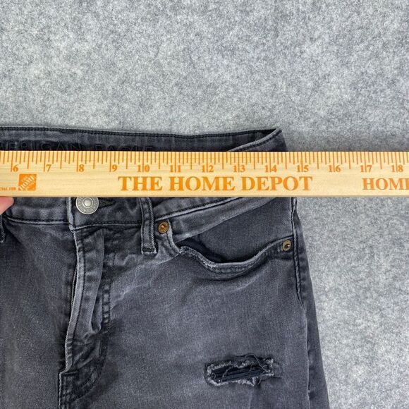 American Eagle Jeans 30x34 Black Slim Faded Distressed Destroyed Denim - Picture 4 of 12